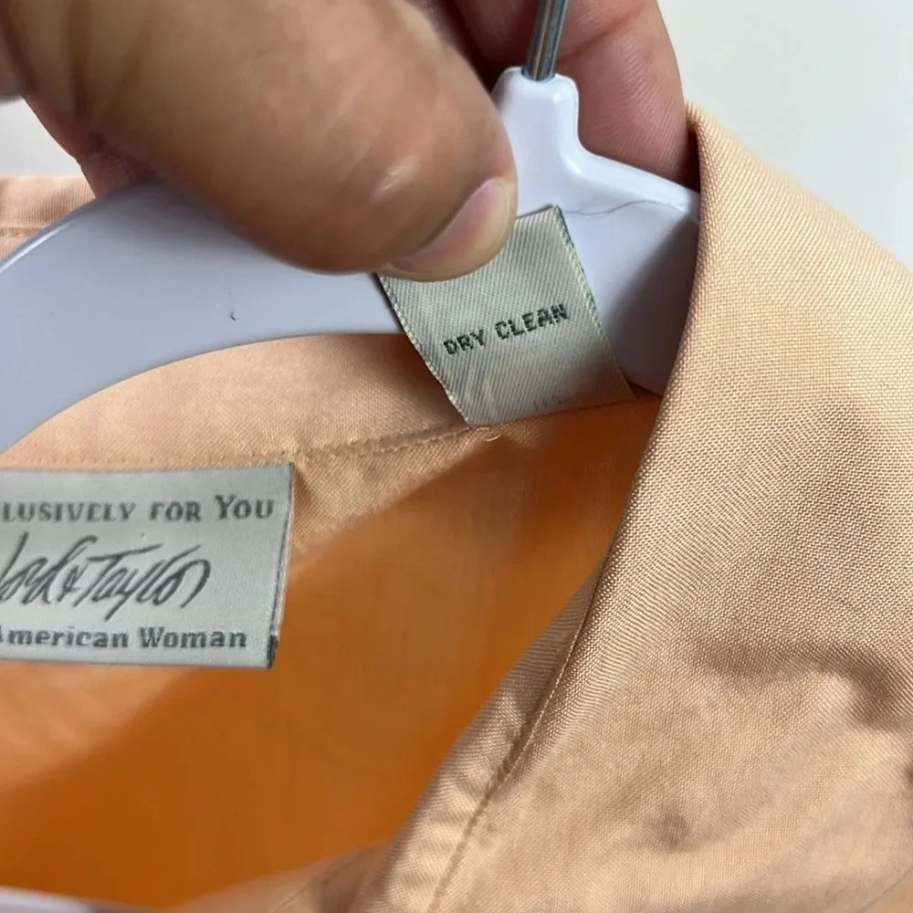 Lord & Taylor Peach Button-Down Long Sleeve Shirt - Picture 4 of 6